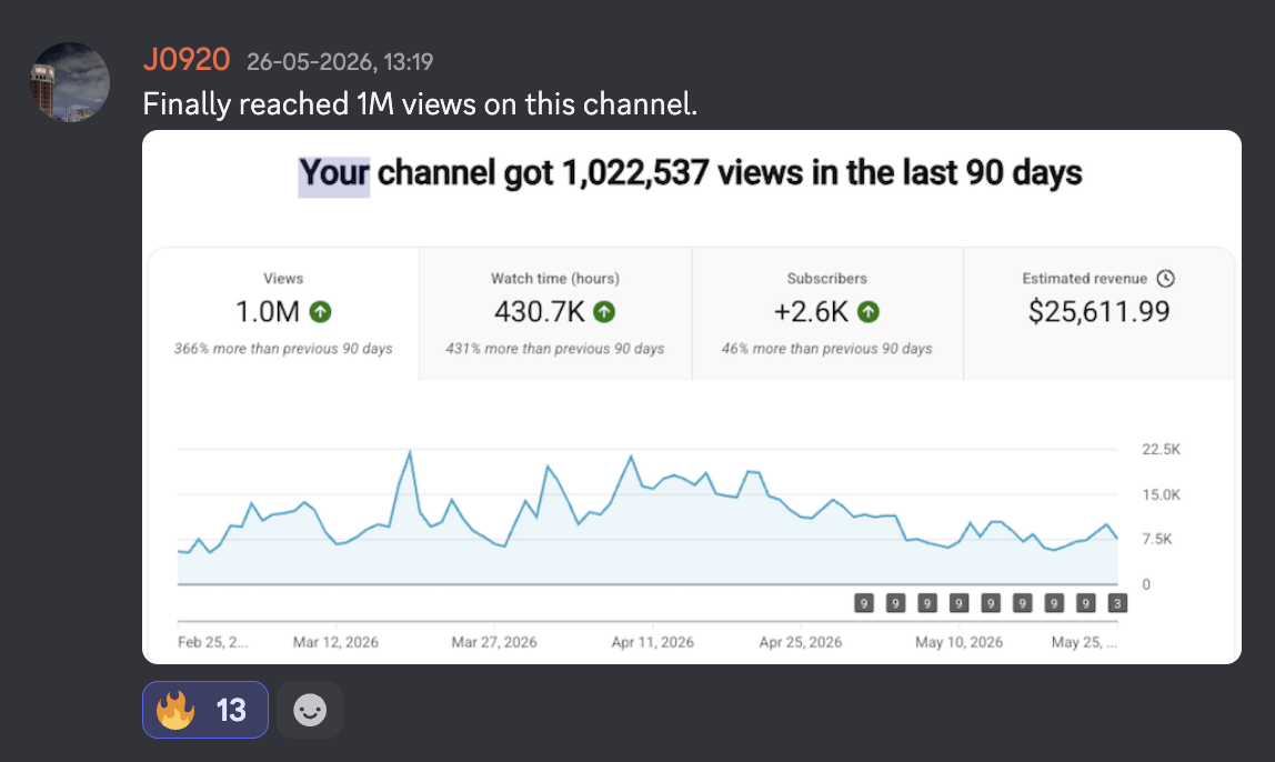 Joey $25,611.99 and 1M views in 90 days