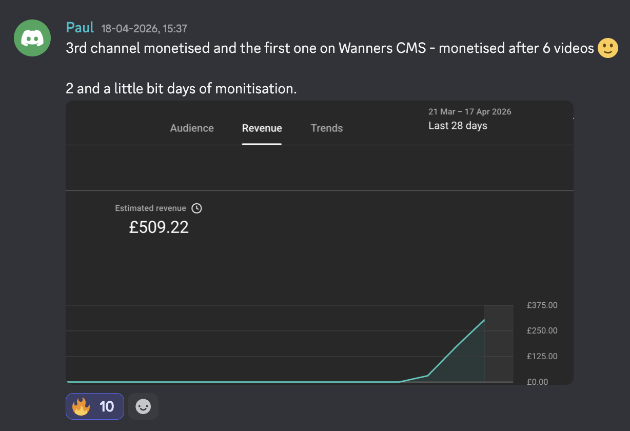 Paul 3rd channel monetised after 6 videos (£509.22)