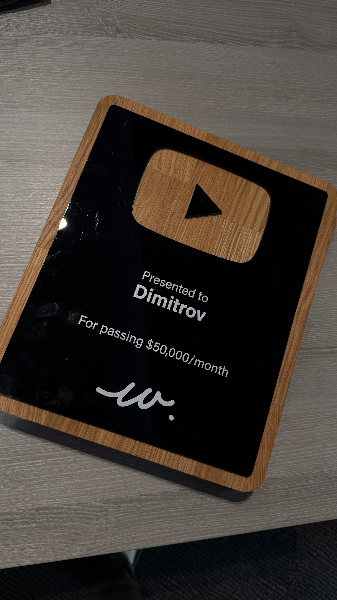 Dimitrov receiving a 50K per month award at the live event